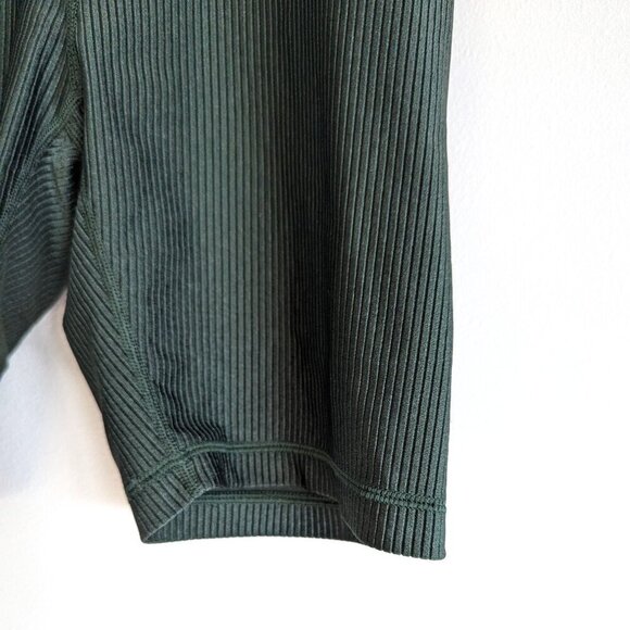 Offline by aerie Crossover Ribbed Shine 7" High Waist Bike Shorts Sycamore Green - Picture 3 of 7